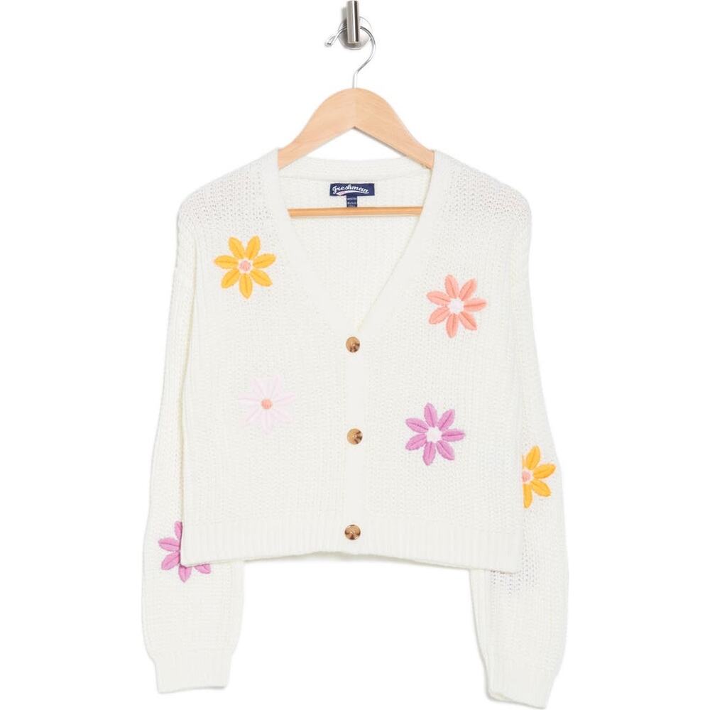 Freshman Kids' Cozy Floral Embroidered Cardigan Sweater M (8/10)